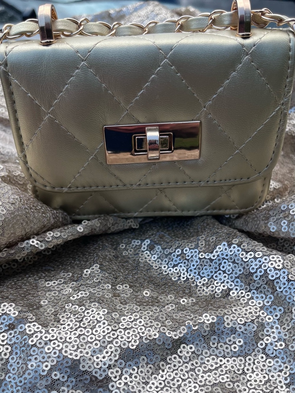 Quilted Crossbody Bag in Gold